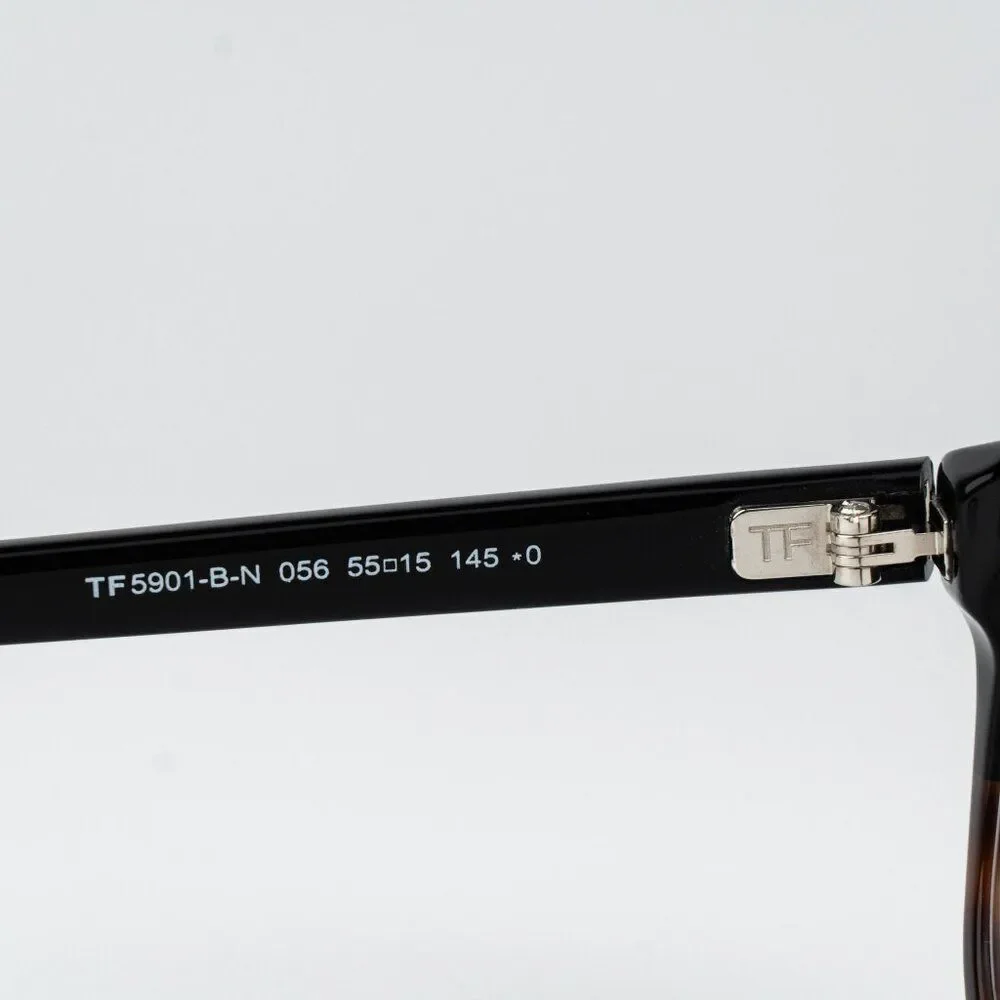 Tom Ford Women Eyeglasses Black Havana Blue Light Block Aviator FT5901-B-N 056